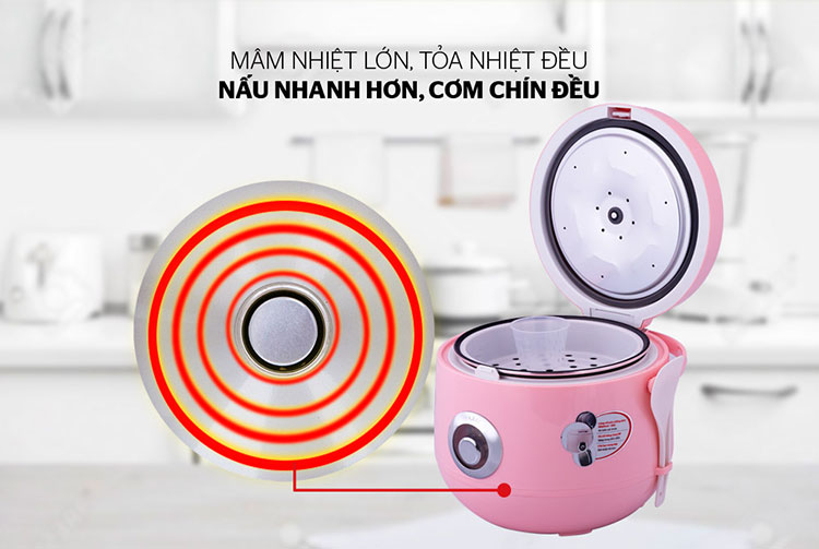 Nồi cơm điện nắp gài Sunhouse Happy Time HTD8521P (1.8 Lít) - Hồng - Hàng chính hãng