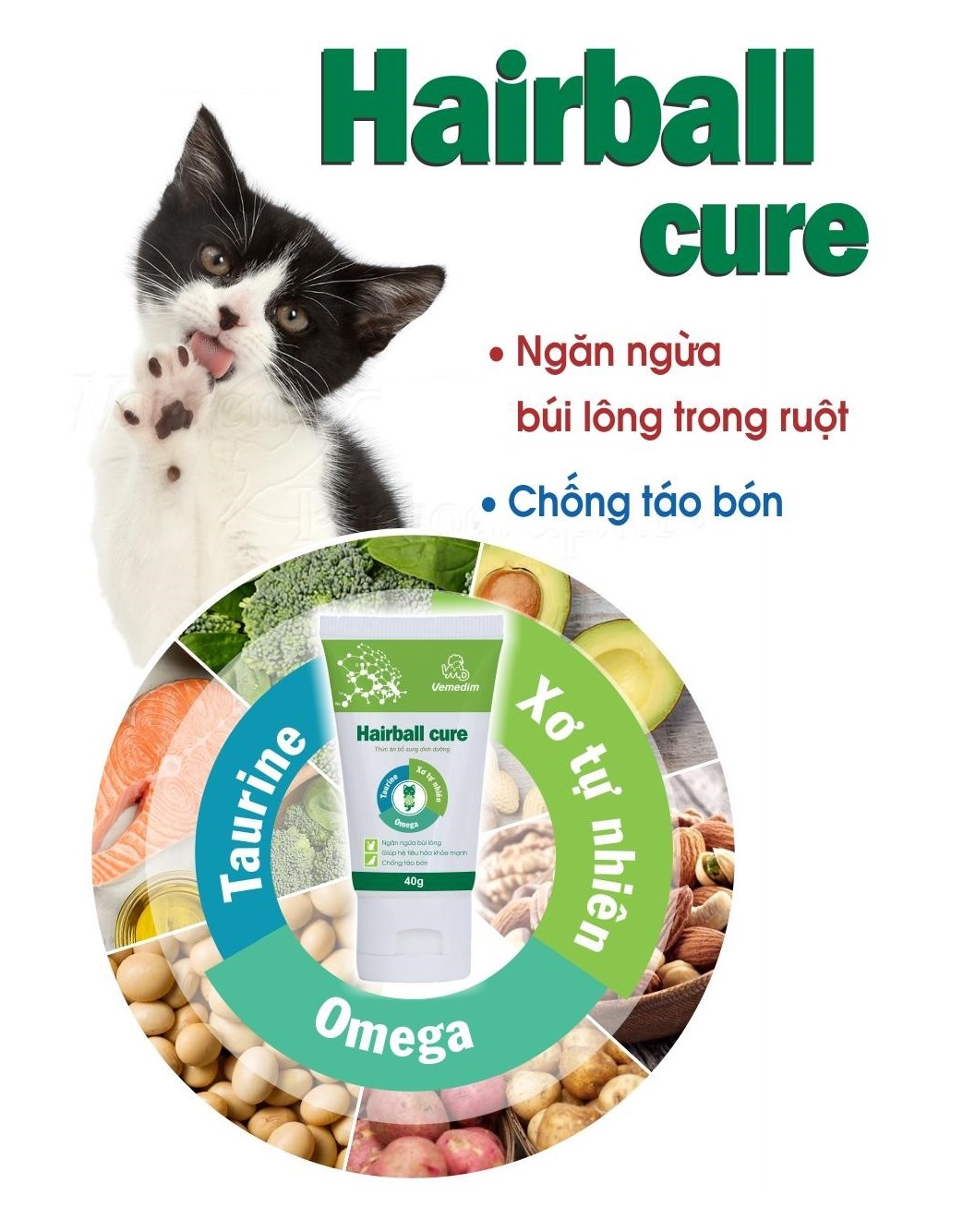 Hairball Cure - Thức ăn bổ sung dinh dưỡng, làm tiêu búi lông trong dạ dày chó mèo uy tín, an toàn, hiệu quả