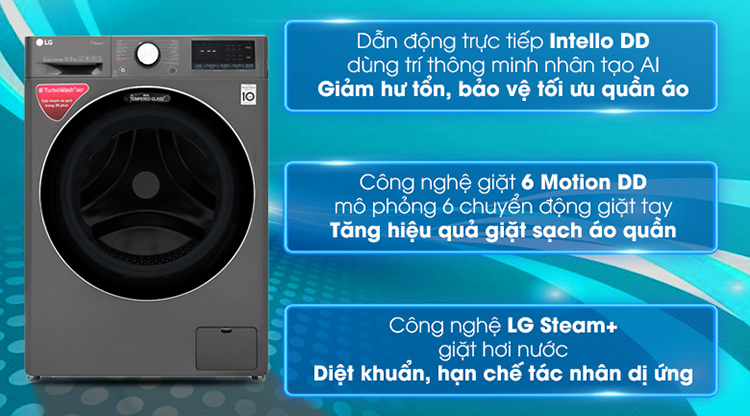 Máy Giặt Cửa Trước Inverter LG FV1450S2B (10.5kg) - Hàng Chính Hãng (Chỉ Giao Tại Hồ Chí Minh)