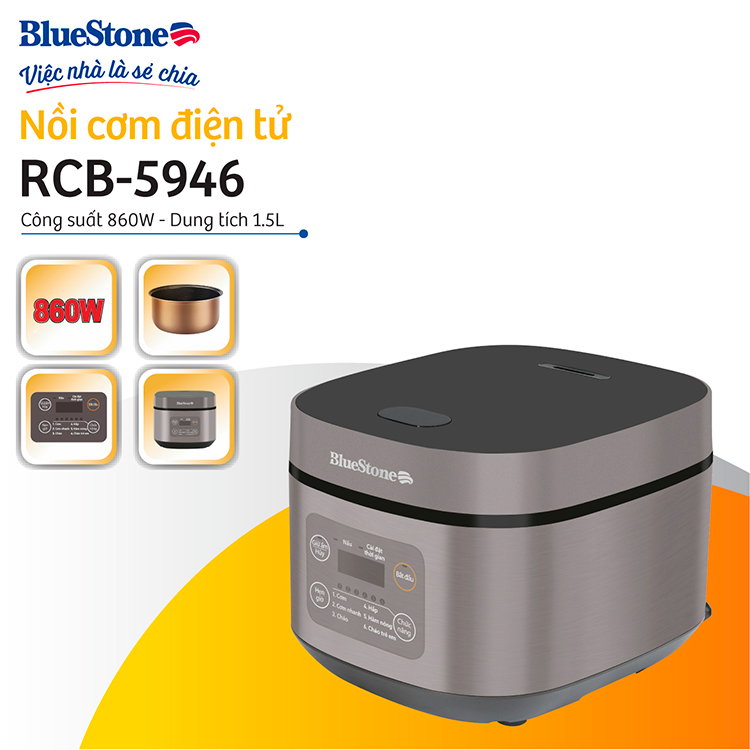 Nồi Cơm Điện Tử BlueStone RCB-5946 ( 1,5 lít - 860W)