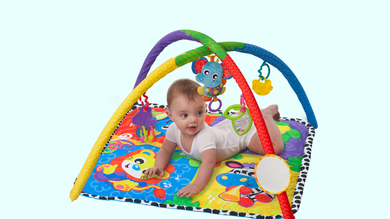 thảm nằm chơi nhạc rừng playgro music in the jungle activity gym, cho bé sơ sinh đến 24 tháng 5