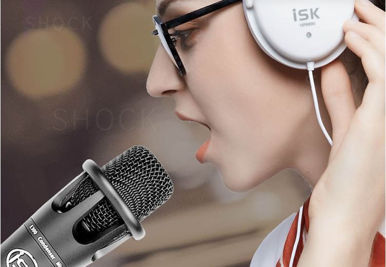 iSK E300 condenser microphone professional recording equipment national karaoke mobile computer shouting wheat universal anchor live broadcast special microphone white