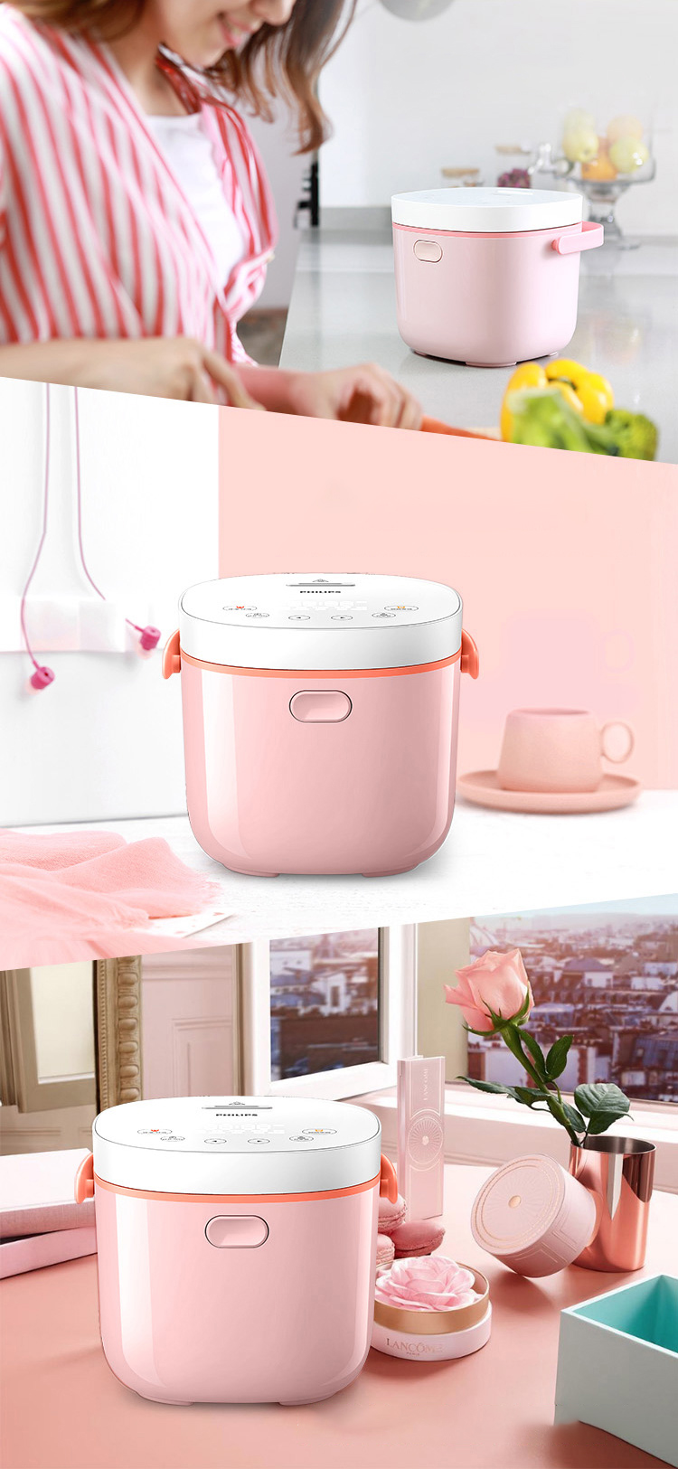 Philips (PHILIPS) rice cooker 2L mini smart can be reserved touch control can do yogurt HD3070/00 pink Philips (PHILIPS) rice cooker 2L mini smart can be reserved touch control can do yogurt HD3070/00 pink