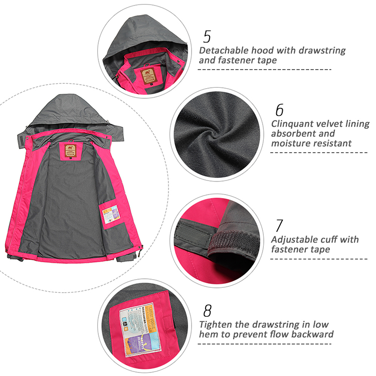 Lixada Waterproof Jacket Windproof Raincoat Sportswear Outdoor Hiking Traveling Cycling Sports Detachable Hooded Coat
