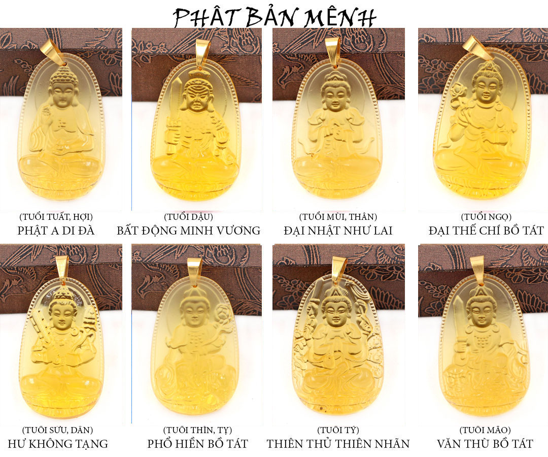 Mặt Dây Chuyền Phật Bản Mệnh 12 Con Giáp Pha Lê Vàng Móc Inox Vàng - Mang  Lại May Mắn, Bình An | Tiki