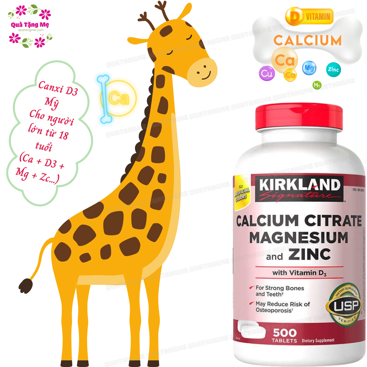 thuốc Canxi Cho Người Lớn Kirkland Signature Calcium Citrate Magnesium And ZinC