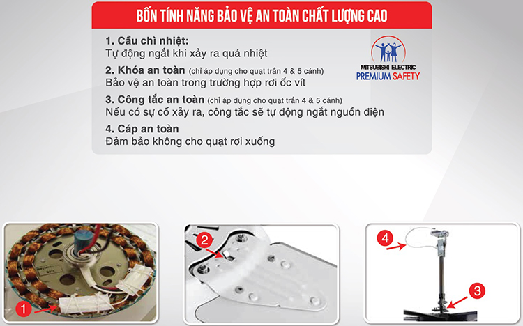 Quạt Trần Mitsubishi C60-GY WH (68W) - Hàng chính hãng