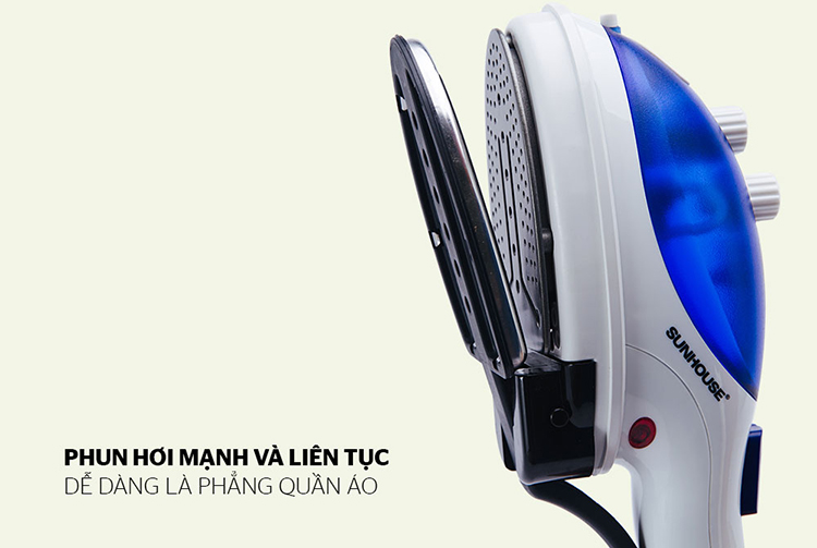 Bàn Ủi Hơi Nước Cầm Tay Sunhouse SHD2080B (500W) - Xanh Da Trời - Hàng chính hãng
