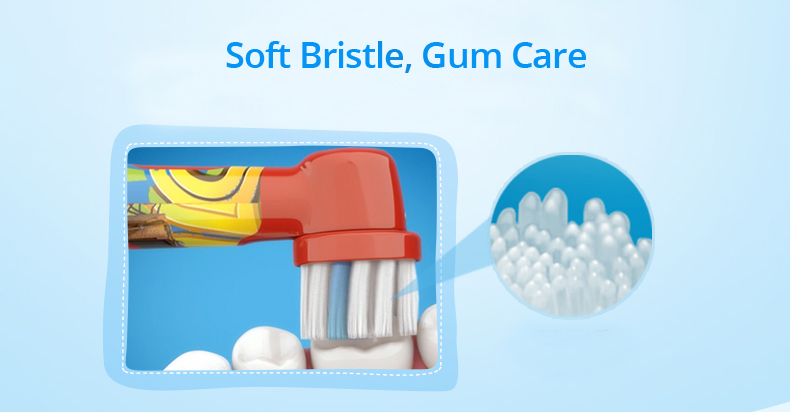 Oral B Kids Electric Toothbrush Soft Bristle Battery Power Supply Gum Care Replaceable Brush Head 2 Minutes Timer Teeth Brush