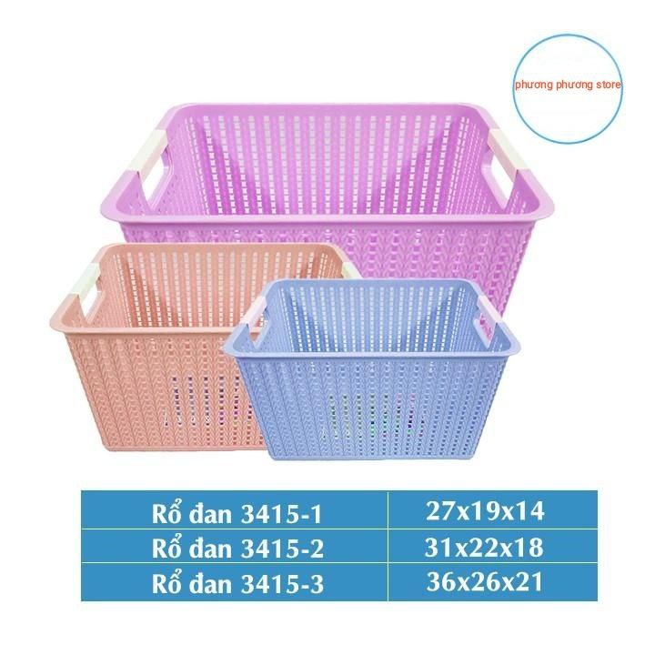 Rổ nhựa đan mây đa năng đựng đồ tiện dụng 3 size