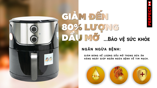 Nồi Chiên Không Dầu Ceramic Perfect PF-625 (6.0 Lít) - Hàng Chính Hãng