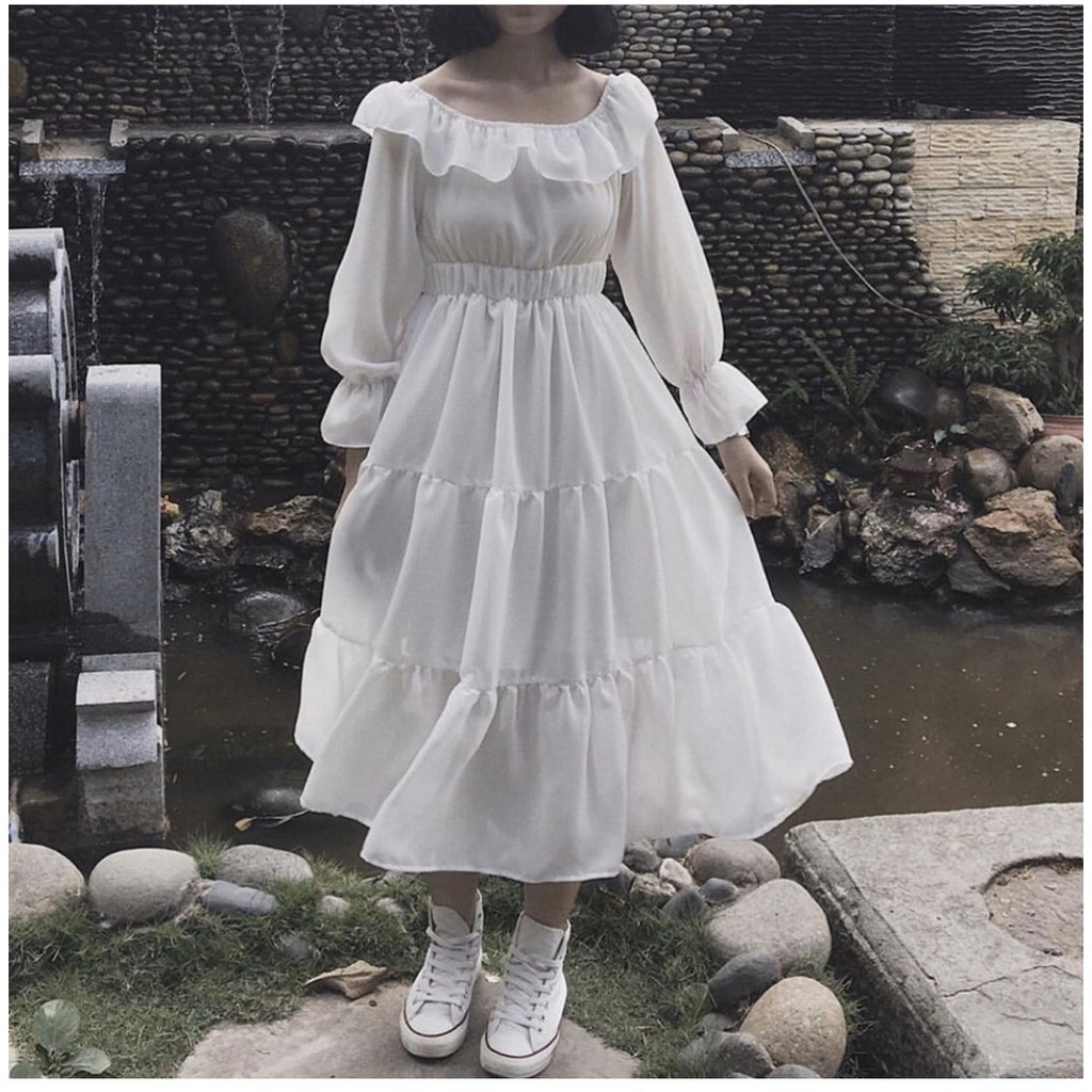Váy vintage tiểu thư dáng dài đầm ulzzang đính cúc ngọk màu xanh mint ngọt  ngào đầm retro váy dã ngoại xinh lolita  Shopee Việt Nam