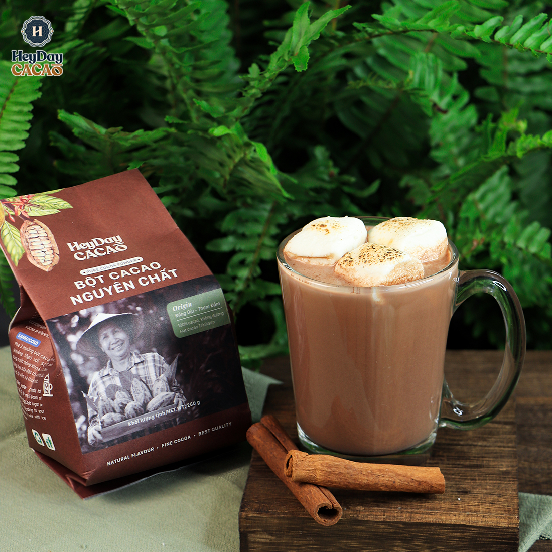 Bột cacao nguyên chất 100% Việt Nam - Dòng Origin thượng hạng túi giấy 500g - Heyday Cacao