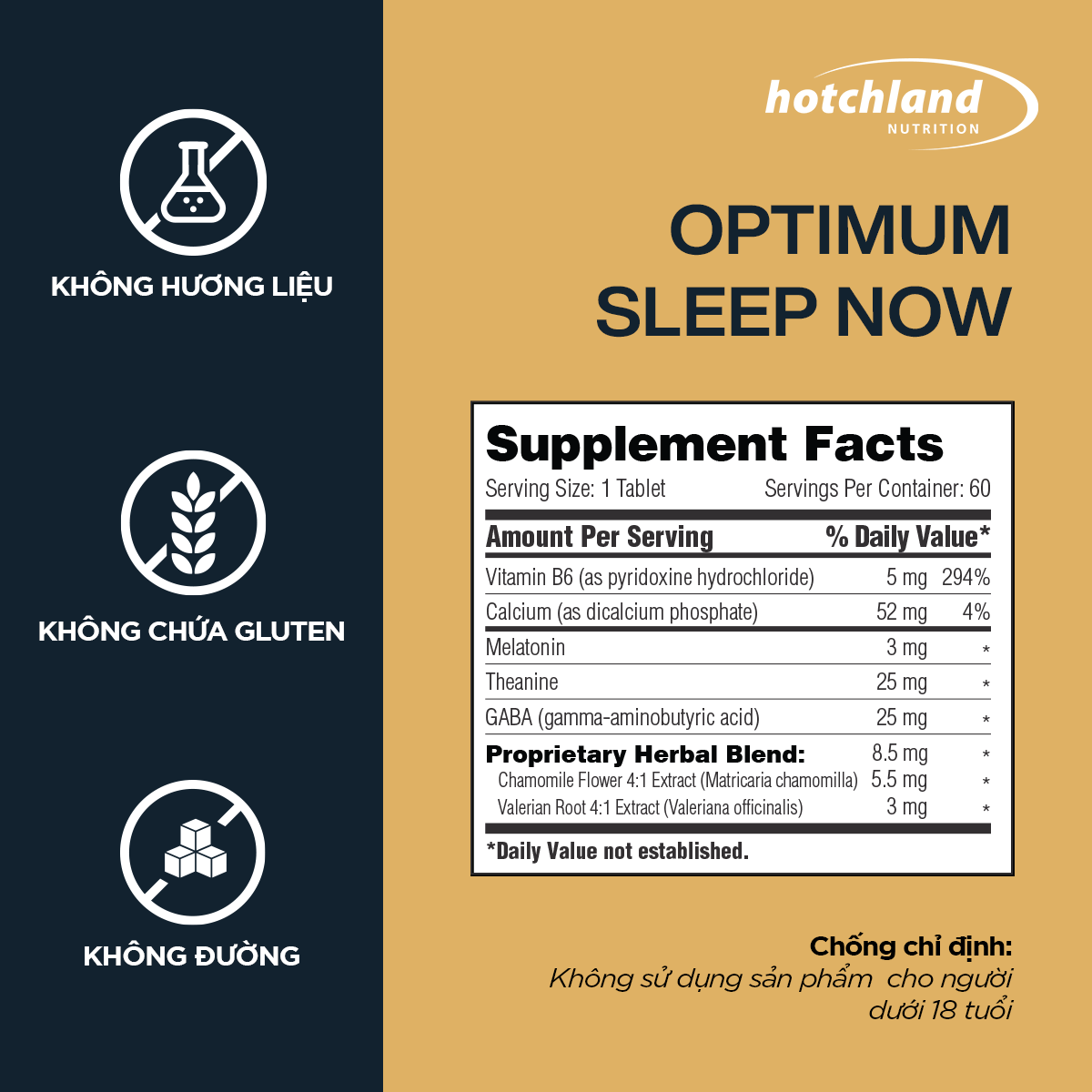 Viên uống hỗ trợ giấc ngủ, ngủ sâu, ngủ nhanh ngon giấc Optimum Sleep Now TPBVSK-Hàng chính hãng [Hộp 60 viên]-HL7812