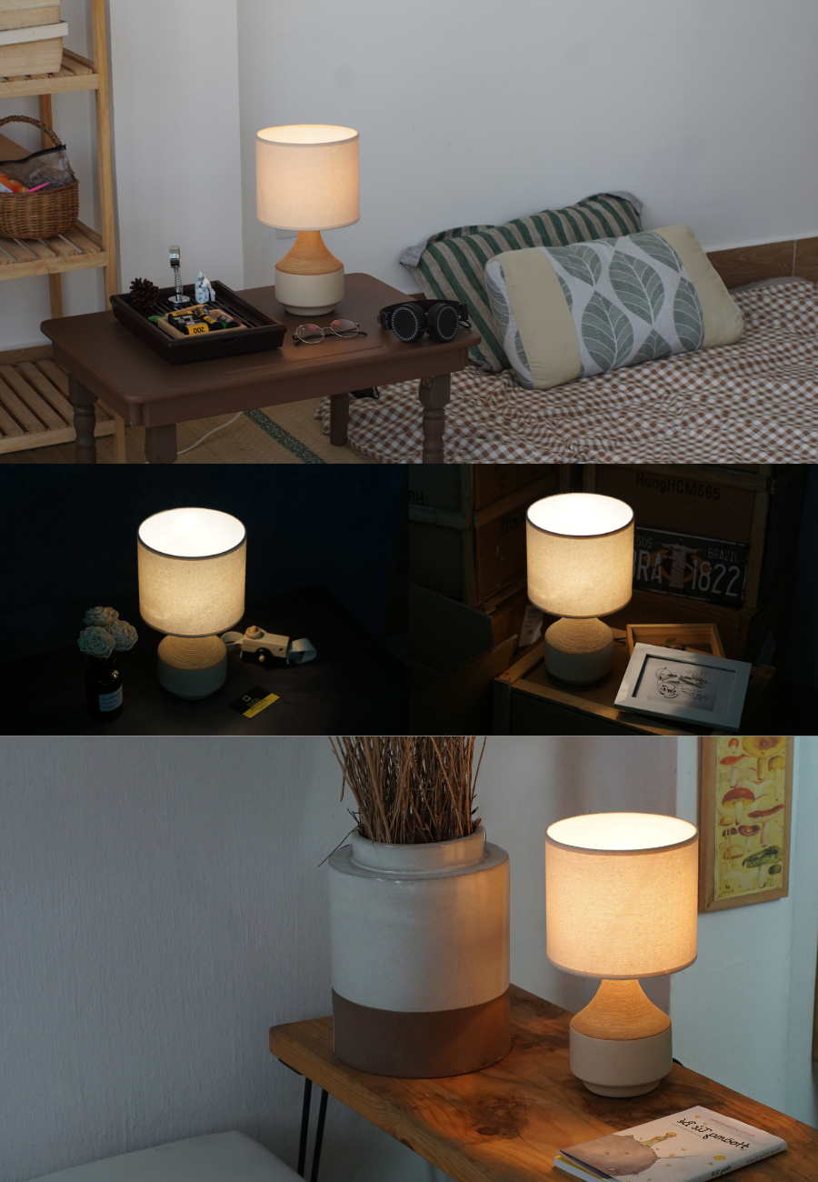 Đèn Ngủ Để Bàn Gốm Sứ Cao Cấp HUTA S14 Vân Màu Gỗ Độc Đáo Sang Trọng, Decor Trang Trí Phòng Ngủ, Khách Sạn, Đọc Sách Đầu Giường, Điều Chỉnh Độ Sáng, Ánh Sáng Vàng