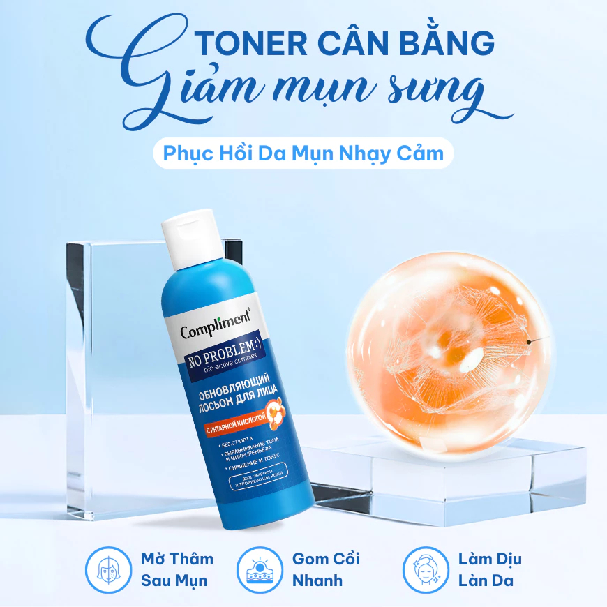 Toner Compliment No Problem Salicylic Acid Làm Sạch Da Kiềm Dầu Giảm Mụn 200ml