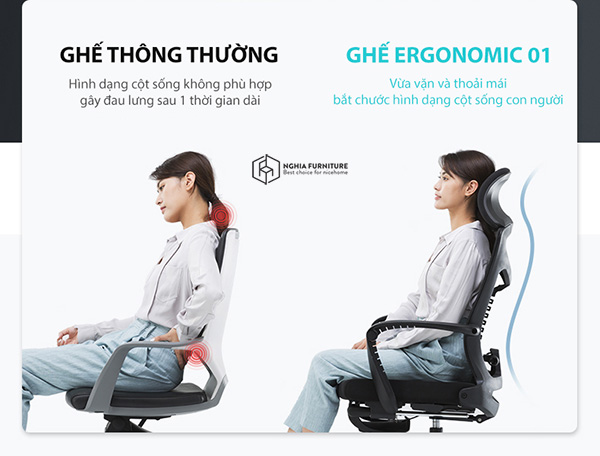 Ghế Công Thái Học Ergonomic 01 - Da Pu