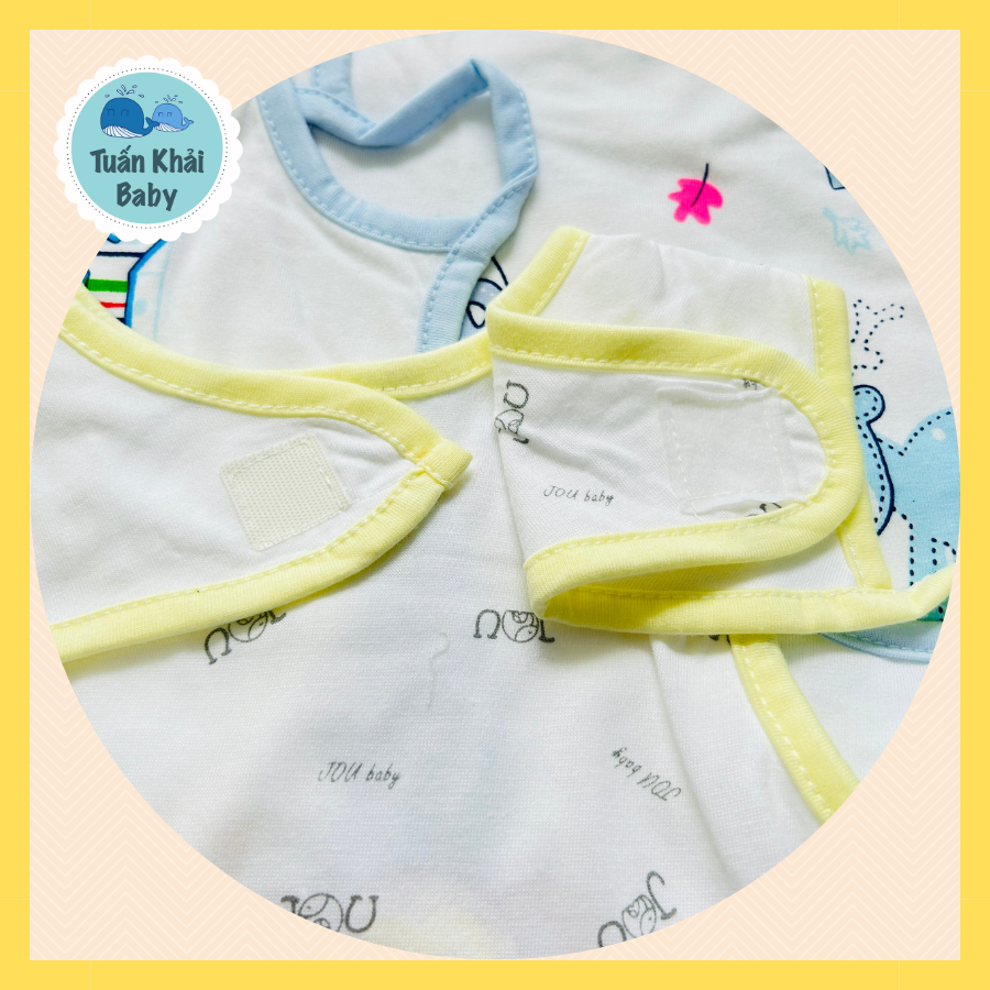 Túi 3 Cái Yếm Ăn Dặm, Yếm Áo 2 Lớp Cotton JOU - Chất vải Cotton Mềm, mại, miếng dán mềm - Kích cỡ 1-3 Tuổi