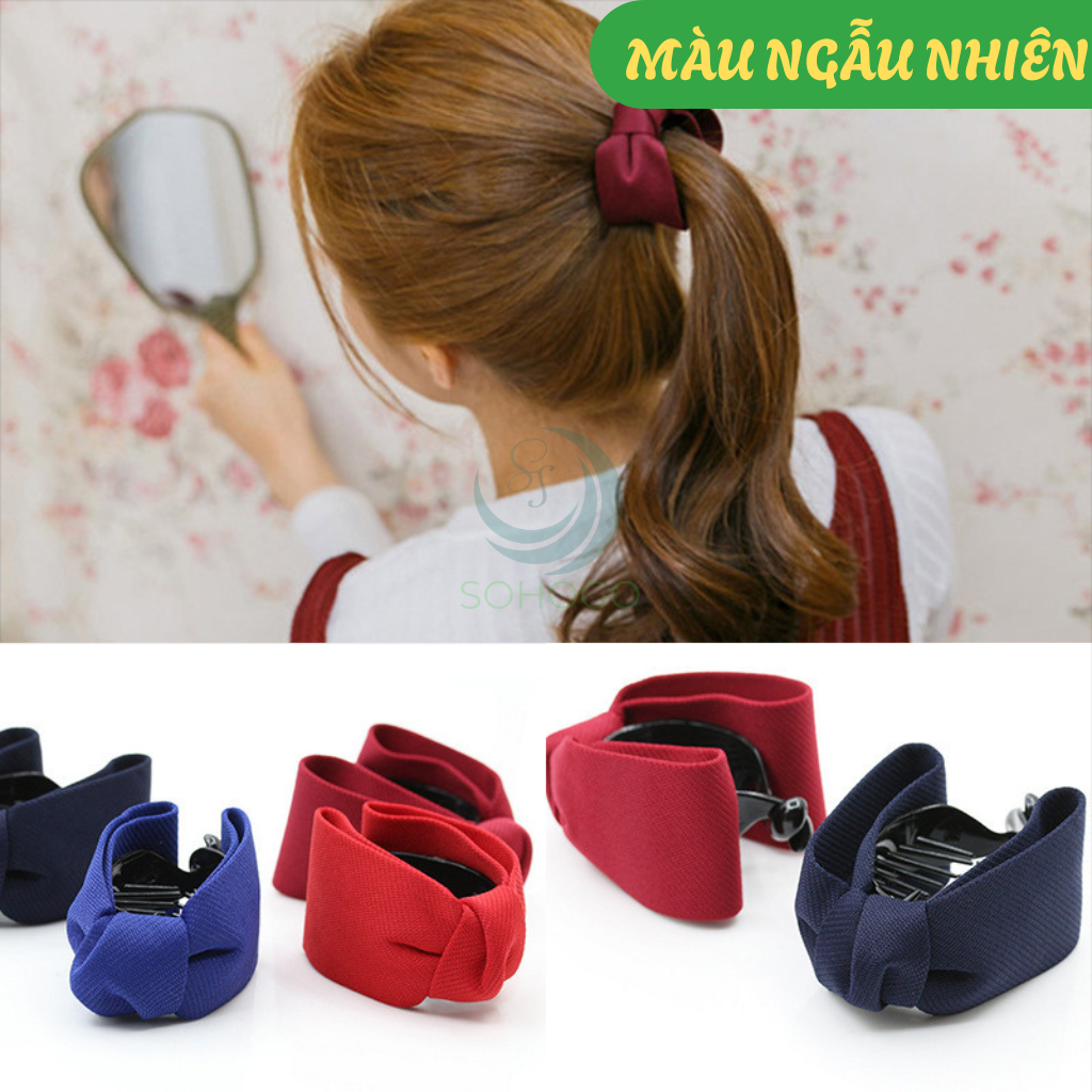Bộ 2 kẹp tóc càng cua mẫu nơ phong cách Hàn Quốc, mẫu mới, giao màu ngẫu nhiên+ Tặng kèm hình dán ngộ nghĩnh