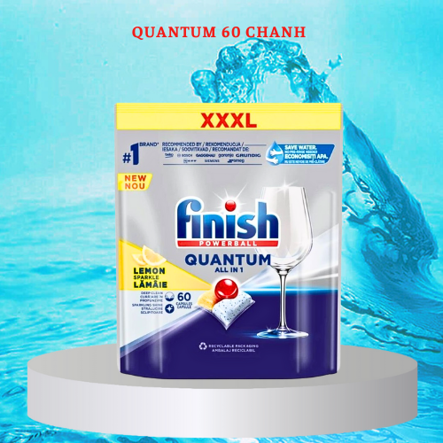 Túi 60 viên rửa chén Finish Quantum Max Dishwasher Tablets Lemon QT025460 - hương chanh