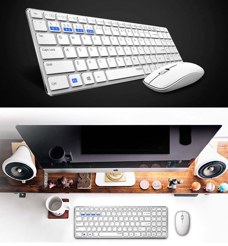 Rapoo 8100M multi-mode wireless mouse and keyboard set Bluetooth mouse and keyboard set Bluetooth 3.0 / Bluetooth 4.0 / wireless 2.4G Bluetooth keyboard black