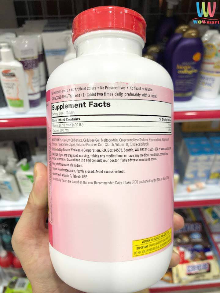 Canxi cho người lớn Mỹ Kirkland Signature Calcium 600mg with Vitamin D3 phát triển hệ thống xương, phòng chống loãng xương - OZ Slim Store