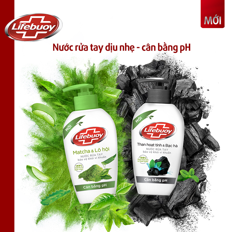 Nước Rửa Tay Cân Bằng pH Lifebuoy Than Hoạt Tính Và Bạc Hà (180g)