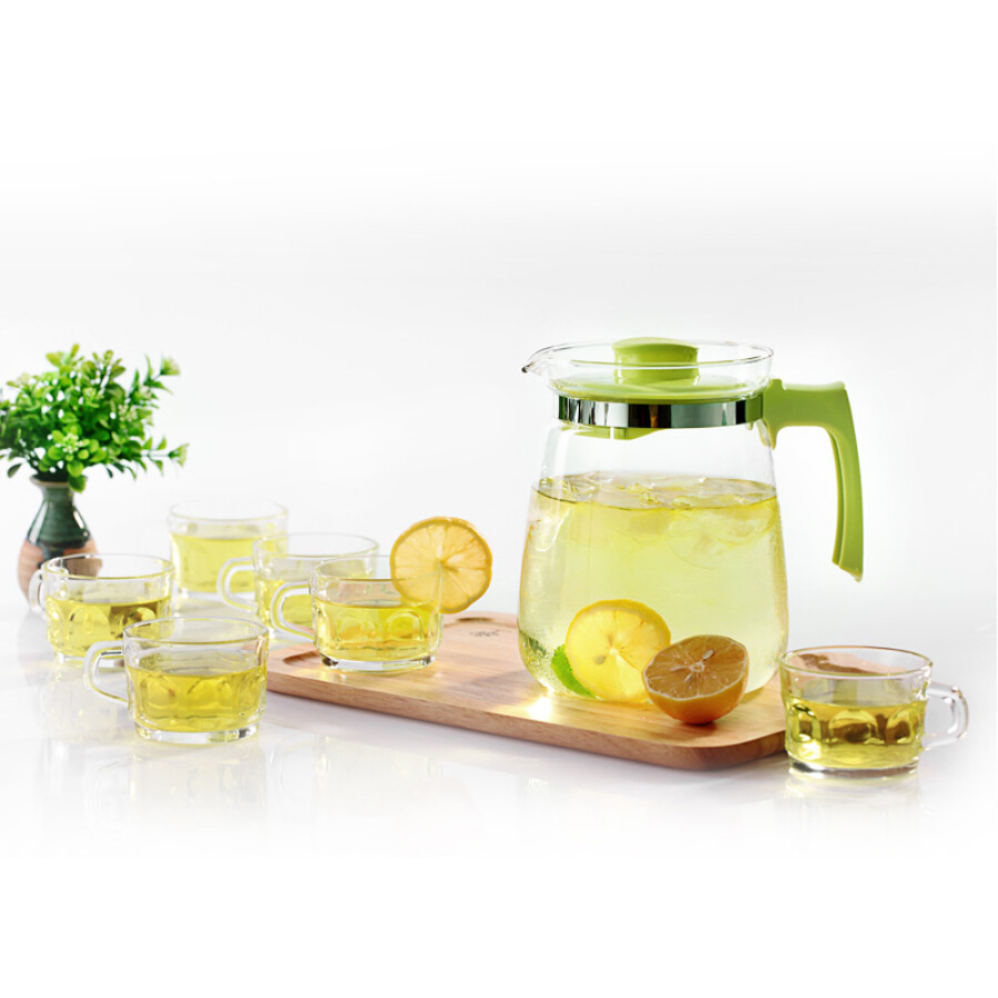 Lilac 2L glass large capacity cold water jug juice pot (a pot of six cups) crystal set WJ8114 Lilac 2L glass large capacity cold water jug juice pot (a pot of six cups) crystal set WJ8114