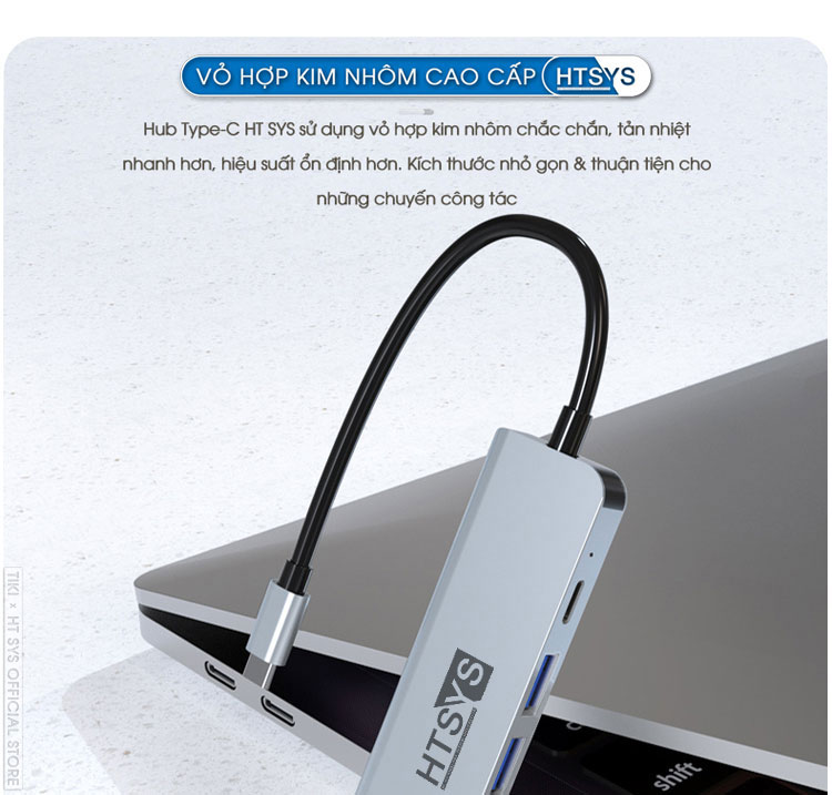 cổng usb mở rộng, hub chuyển đổi usb type c ht sys