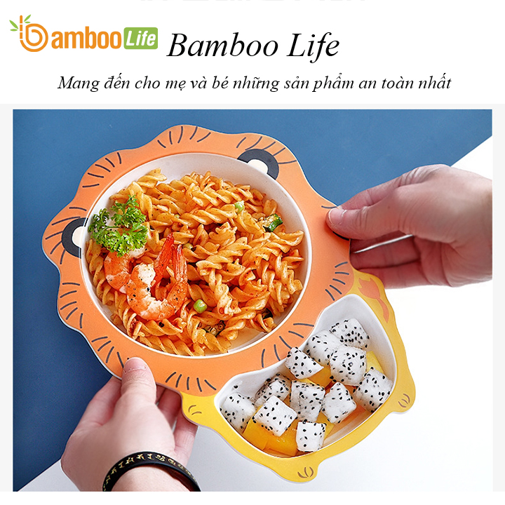 Bộ khay ăn cho bé Bamboo Life BL040 hàng chính hãng từ sợi tre thiên nhiên Dụng cụ ăn dặm cho bé Bộ chén bát ăn dặm cho bé Đồ dùng ăn dặm cho bé 3