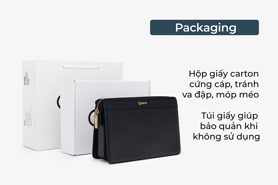 Clutch Da Hàng Hiệu Ví Nam Cầm Tay Công Sở GENCE HT11 Da Bò Cao Cấp Màu Đen