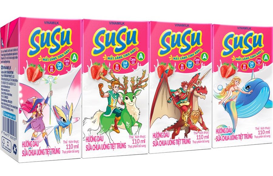 Sữa chua uống hương dâu Vinamilk Susu - Thùng 48 hộp 110ml.