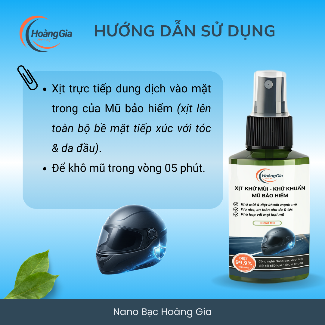 Xịt Khử Mùi Mũ Bảo Hiểm Nano Bạc Hoàng Gia Diệt Khuẩn Khử Mùi, Bảo Vệ Da Đầu & Tóc - 100ml