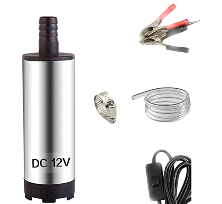 DC 12V Electric Submersible Pump Stainless Steel Submersible Pump for Water Diesel Oil Voltage:12V Silver