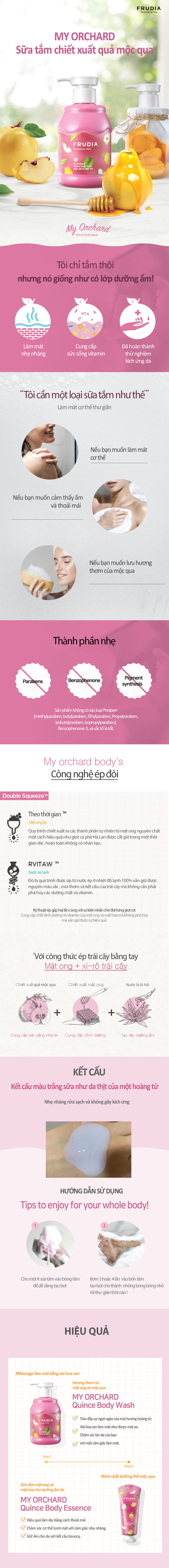 Tinh Dầu Dưỡng Thể Frudia My Orchard Quince Body Essence Chiết Xuất Quả Mộc Qua (200ml)