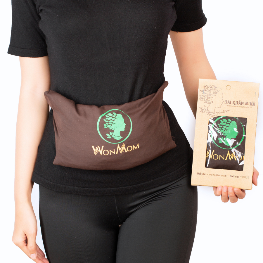Đai quấn muối vải cotton siêu bền, có dây kéo, dùng đựng muối quấn bụng Wonmom