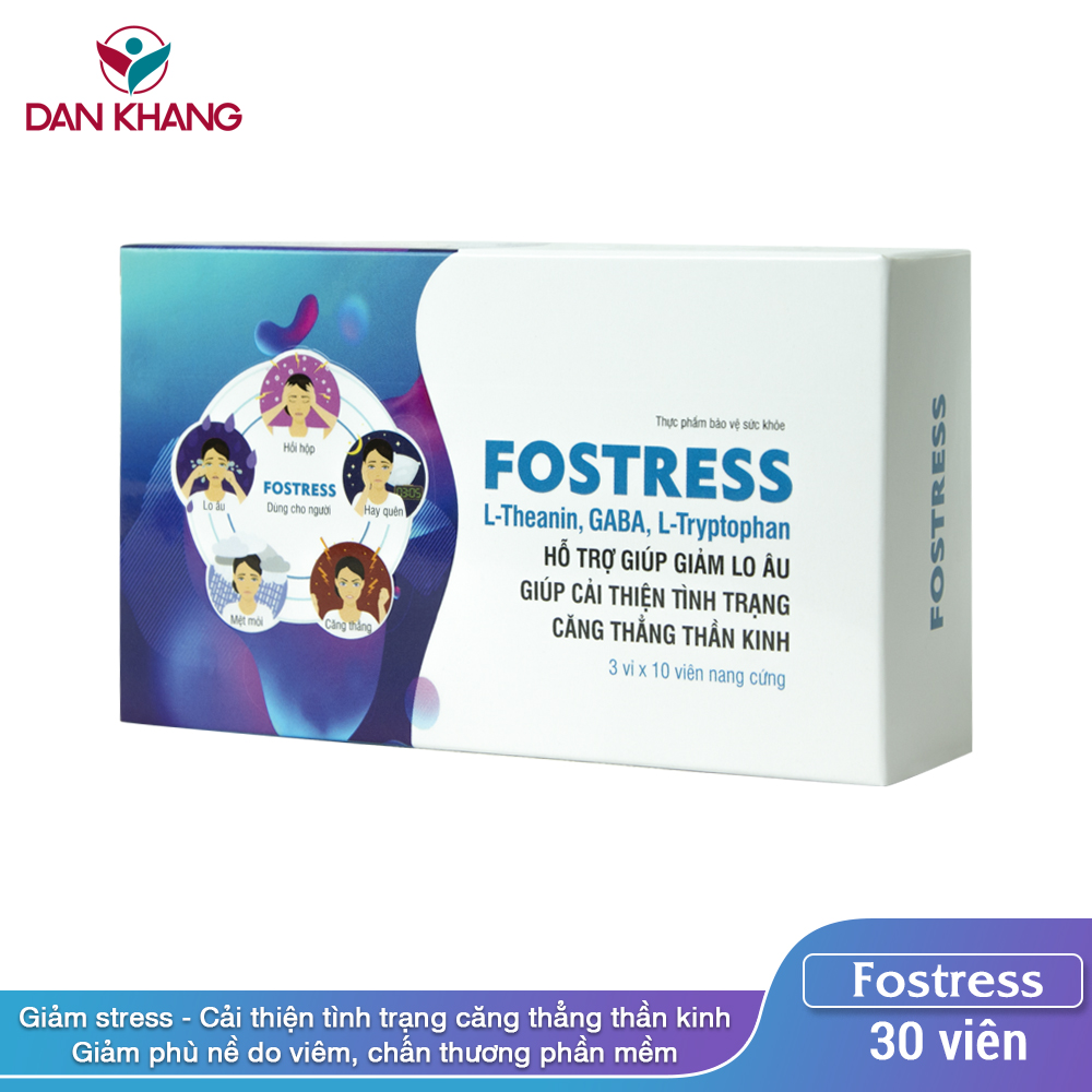 Viên Uống Giảm Căng Thẳng Lo Âu Chăm Sóc Giấc Ngủ Fostress Hộp 3 Vỉ x 10 Viên