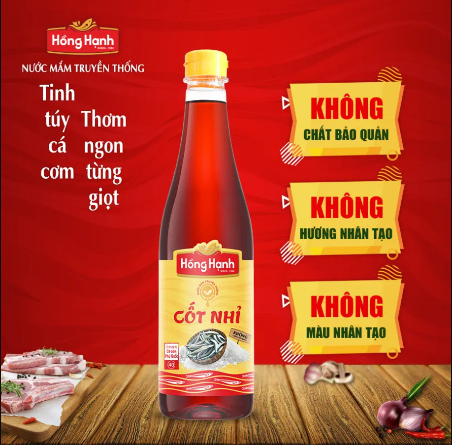 Nước mắm truyền thống Phú Quốc Hồng Hạnh Cốt Nhỉ 40 độ đạm dung tích 900ML - Chấm sống tuyệt ngon, vẹn tròn dưỡng chất