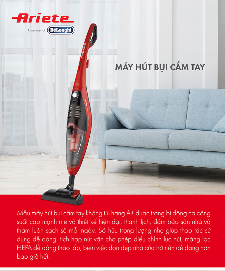 Máy hút bụi cầm tay Ariete 600W MOD.2762 - Hàng Chính Hãng