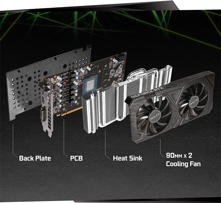 Card Màn Hình VGA Galax GeForce RTX 2060 EX 1 Click OC BLACK 26NRL7HPY2EX 192 bit 2 Fan DP HDMI DVI D - Hàng Chính Hãng