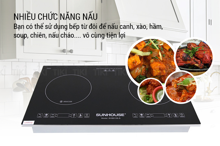 Bếp Đôi Điện Từ Sunhouse SHB9108-S - Hàng chính hãng