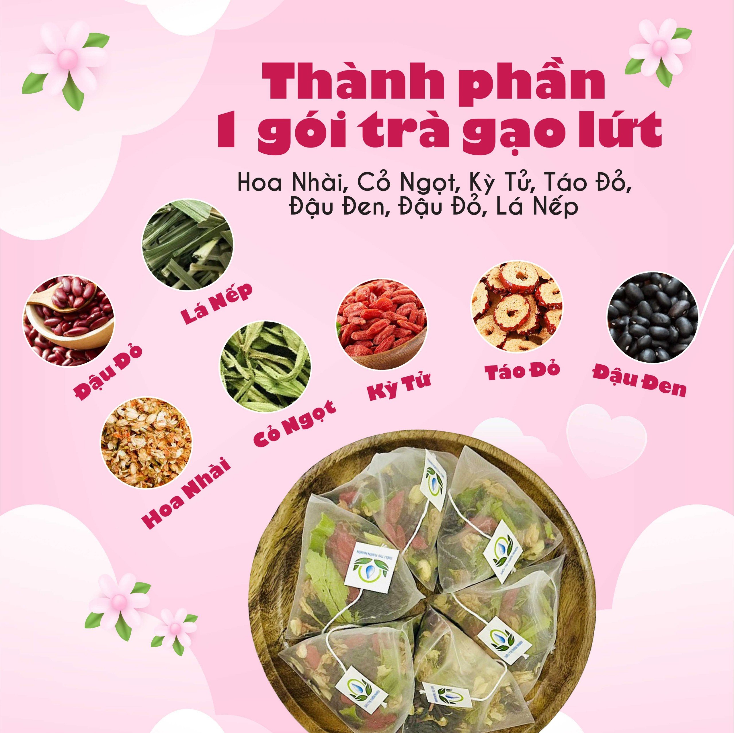 Trà Gạo Lứt Túi Lọc Hộp 30 gói Mix Hoa Nhài, Cỏ Ngọt, Kỳ Tử, Táo Đỏ, Đậu Đen, Đậu Đỏ, Lá Nếp - Siêu Thị Thiên Nhiên