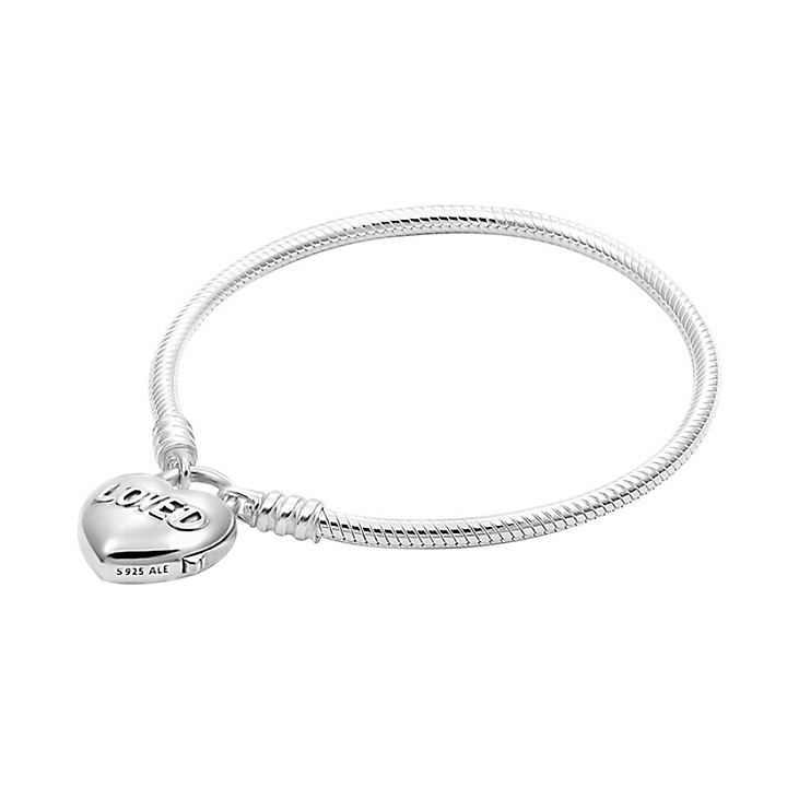 PPANDORA Pandora loves your heart-shaped cufflinks 925 silver bracelet 597806-17