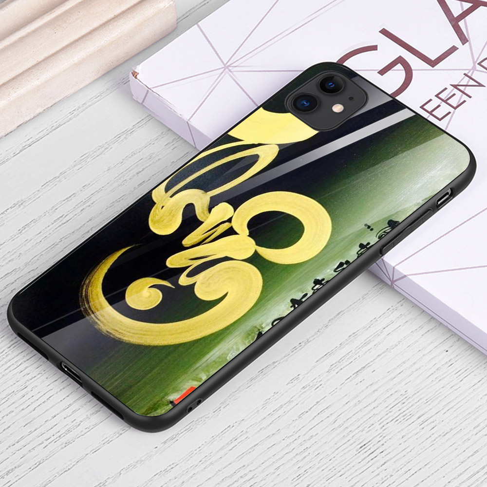 Ốp điện thoại kính cường lực cho máy iPhone 11 - thu pháp tâm tài lộc đức MS TPTTLD007
