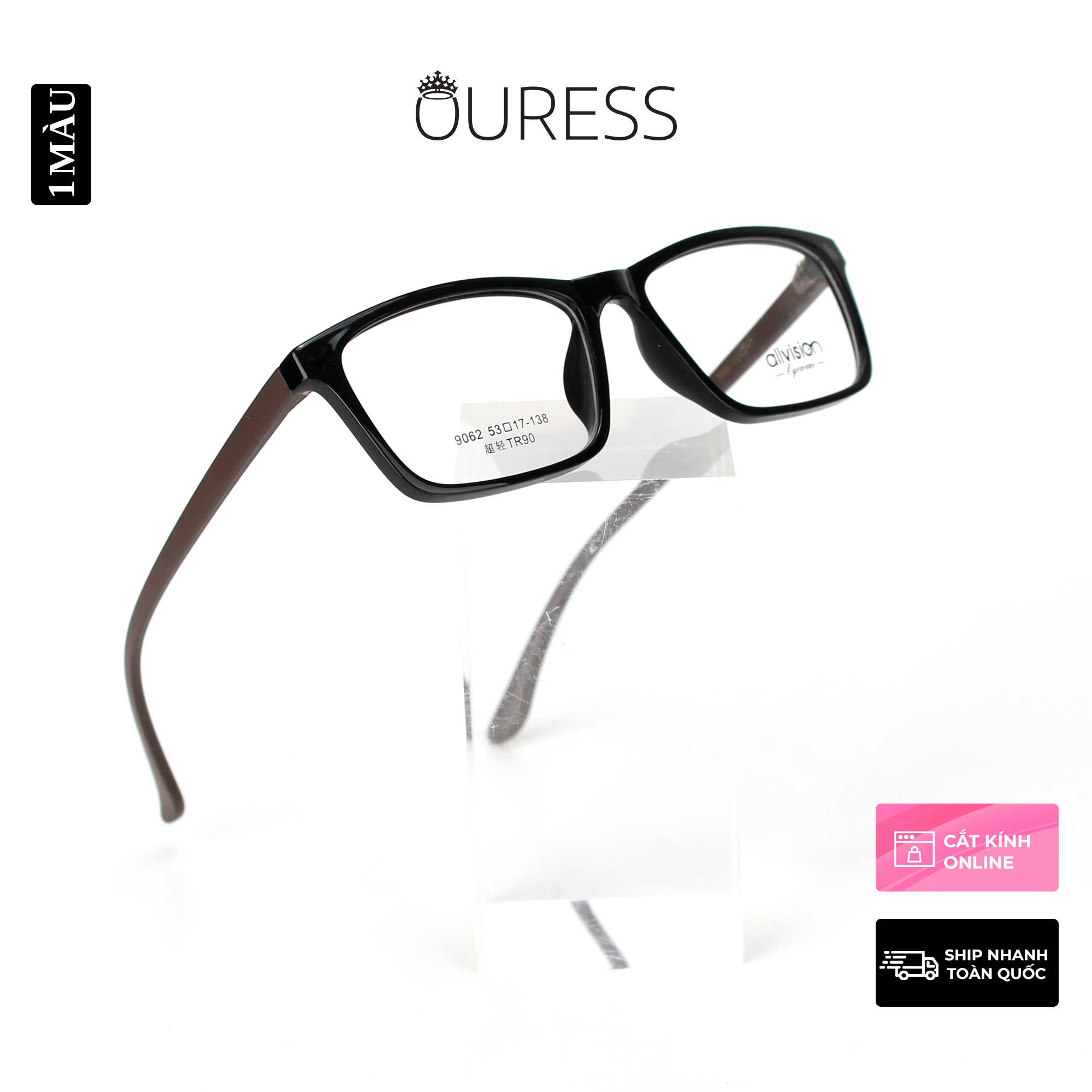 Gọng kính nhựa 9062 thời trang nam nữ siêu nhẹ siêu bền OURESS