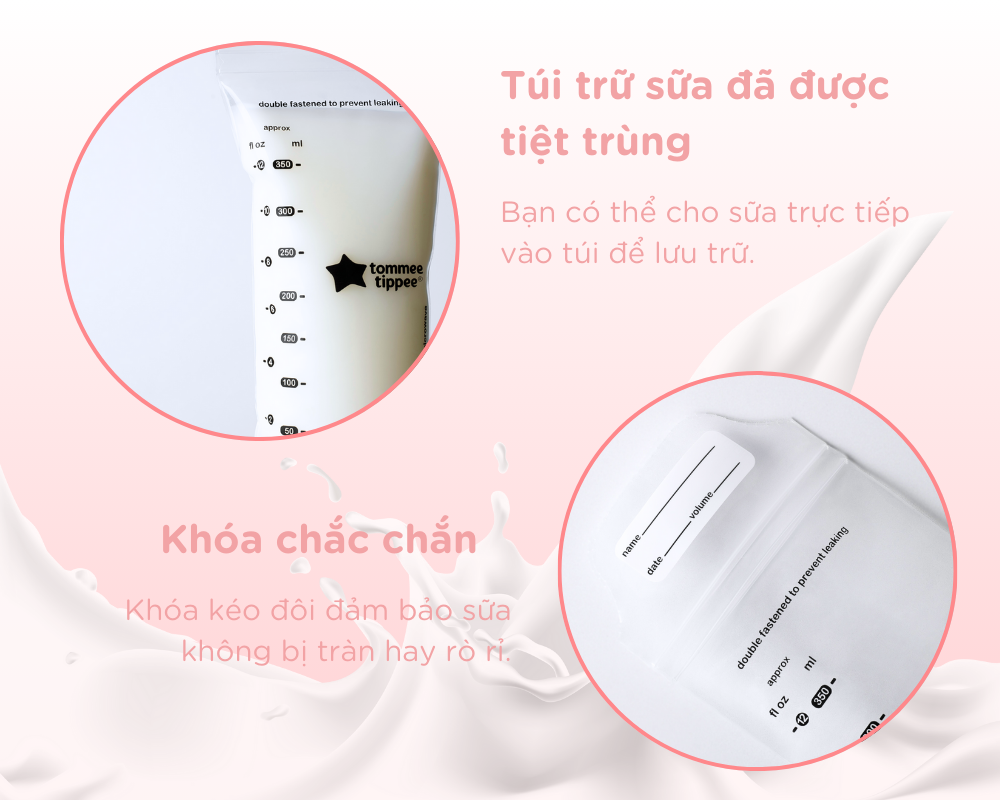 Túi trữ sữa Tommee Tippee Closer to Nature 350ml (hộp 36 túi)