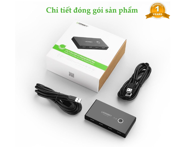 Bộ chia sẻ USB 2.0 từ 4 thiết bị vào 2 máy tính UGREEN 30767-Hàng chính hãng