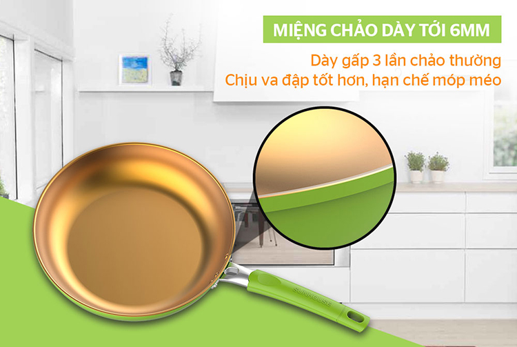 Cặp Chảo Chống Dính Đáy Từ Sunhouse SHG112026MGC - Xanh