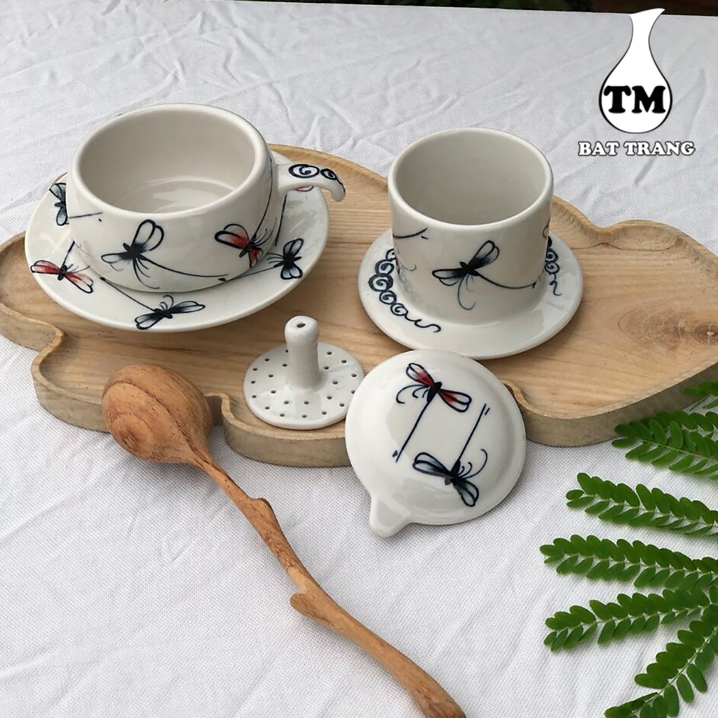 Phin cafe đẹp gốm sứ men rạn vẽ Sơn Thủy