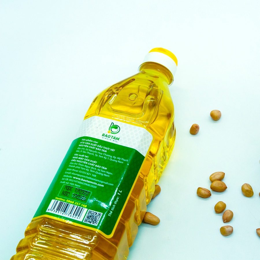 Dầu Phộng Nguyên Chất Bảo Tâm (Dầu Đậu Phộng Nguyên Chất, Dầu Lạc Nguyên Chất) – Sản xuất từ Hạt Đậu Phộng Sẻ Tự nhiên, Cao cấp, Hương vị tuyệt vời - Hàng Chính Hãng – 1 L